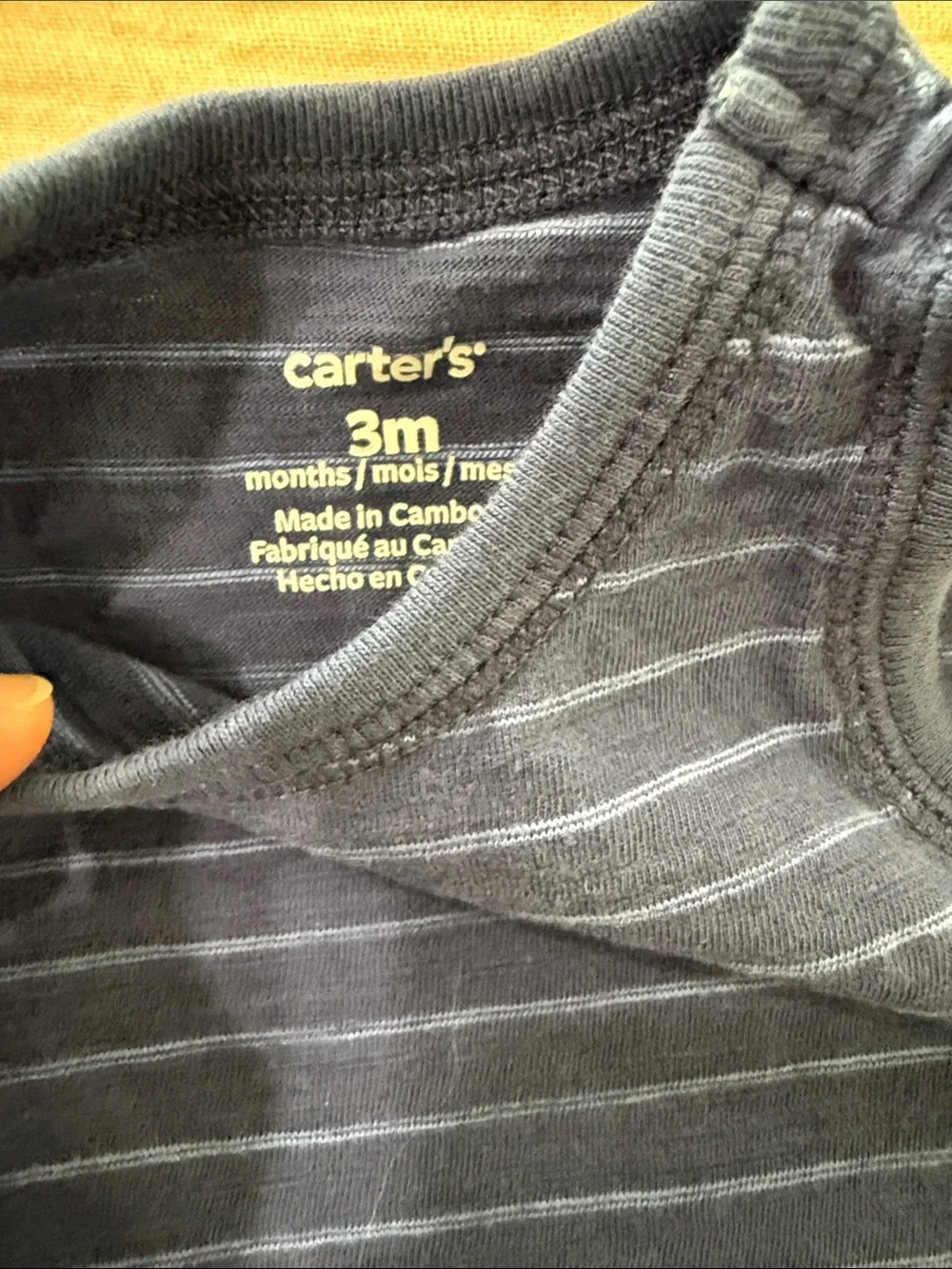 Carter's Navy and Light Blue Striped Sleeveless Bodysuit